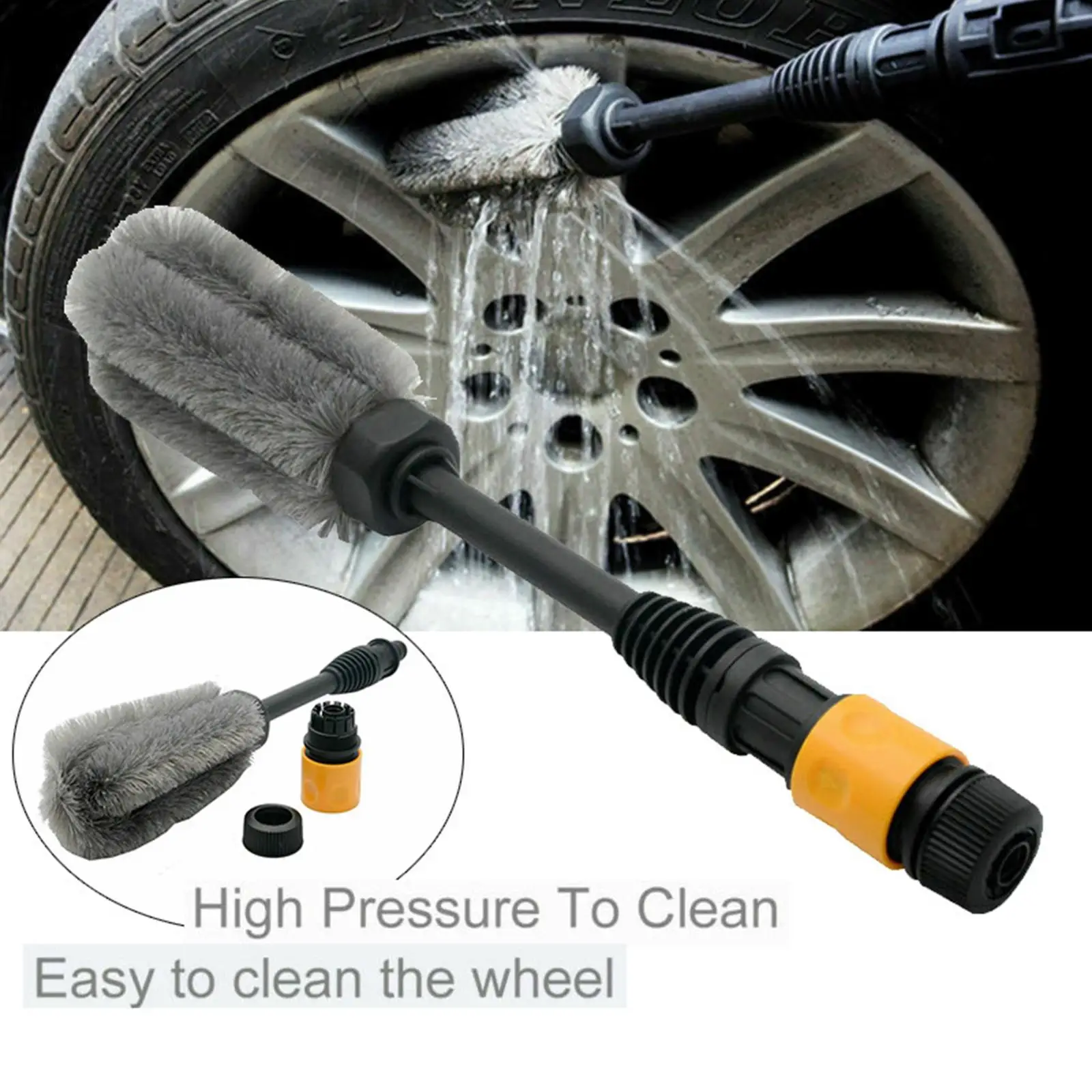 Soft Washing Brush Tire Brush Pressure Washer Wheel Rim Cleaner Brush Drive Brush Fits for Brake Calipers Trucks