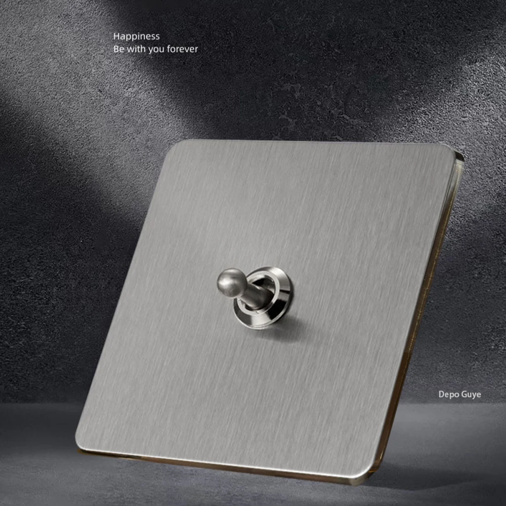 الرجعية المعادن الجدار ضوء تبديل 1/2 عصابة 2/3 طريقة التبديل الاتحاد الأوروبي FR روسيا خمر النحاس رافعة الفولاذ المقاوم للصدأ لوحة التبديل للمنزل #4