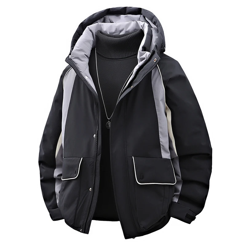 

Зимняя утепленная куртка-пуховик унисекс с капюшоном и цветными вставками, высококачественная верхняя одежда для мужчин и женщин, студенческий стиль