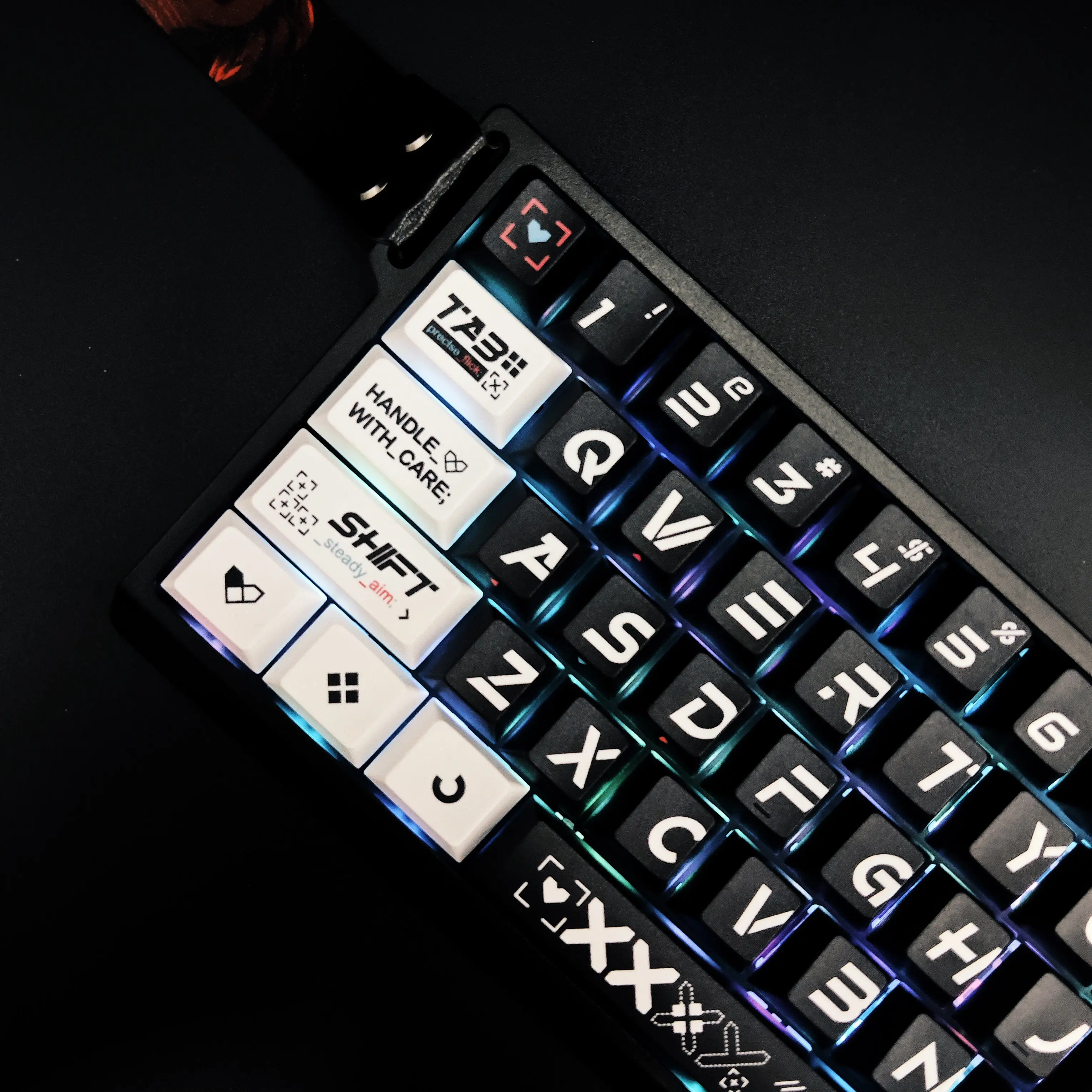Full Set Custom Mechanical Keyboard Keycaps Cherry Profile Pbt Material Five Sided Dye Sublimated Black and White Colorway