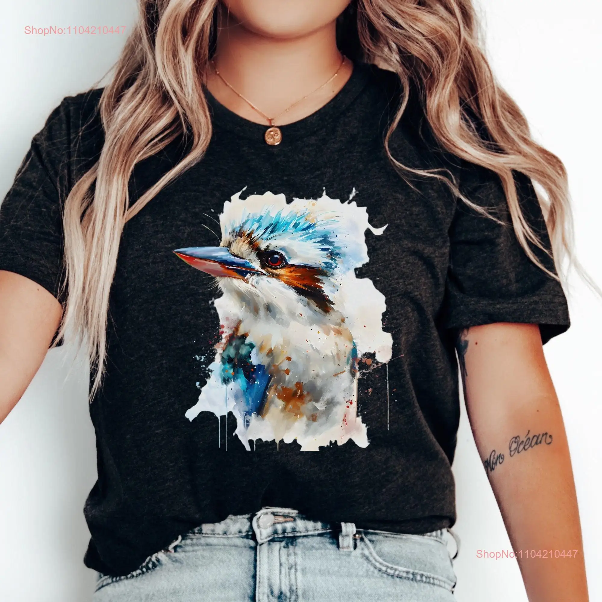 Kookaburra Vibrant Color T Shirt Kingfisher Australian Wildlife Birdwatching Bird Dacelo  long or short sleeves