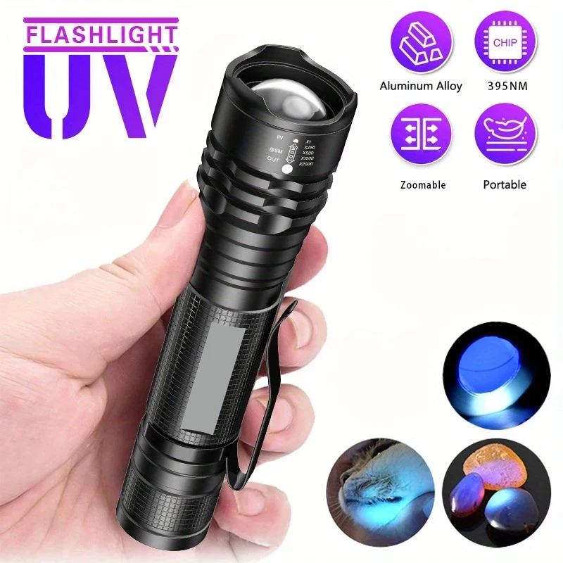 

USB Rechargeable Portable UV Handheld Black Light 395nm Handheld Detector Pet Urine Scorpion Feminine Hygiene Detector Torch