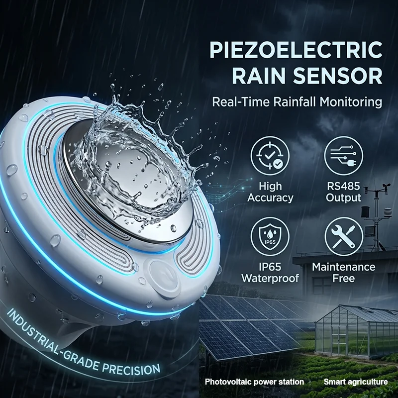 IP65 Piezoelectric Rain Gauge Sensor RS485 Output Real Time Rainfall Detection for Smart Weather Station for Agriculture