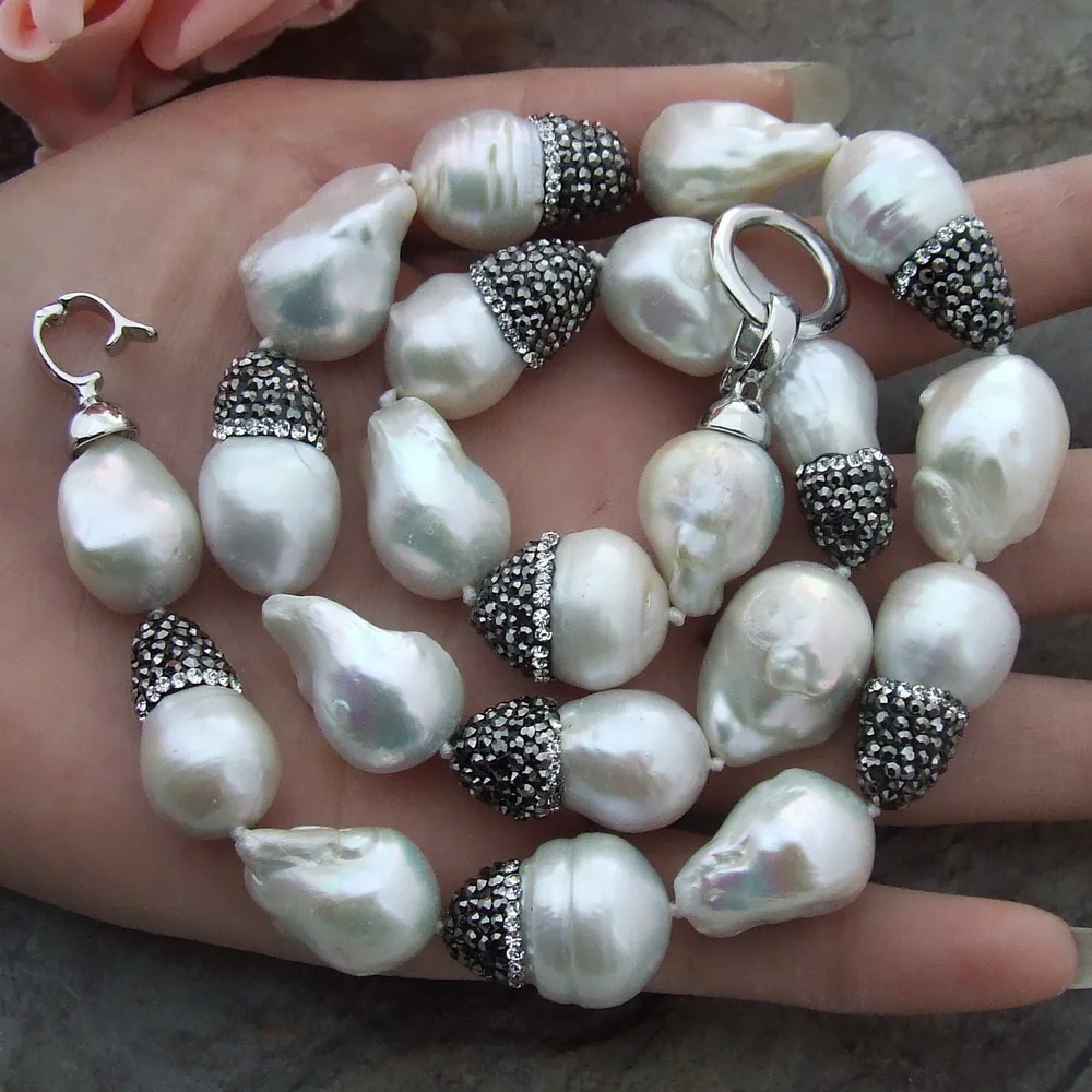 20'' 20MM Freshwater White Keshi Pearl Necklace