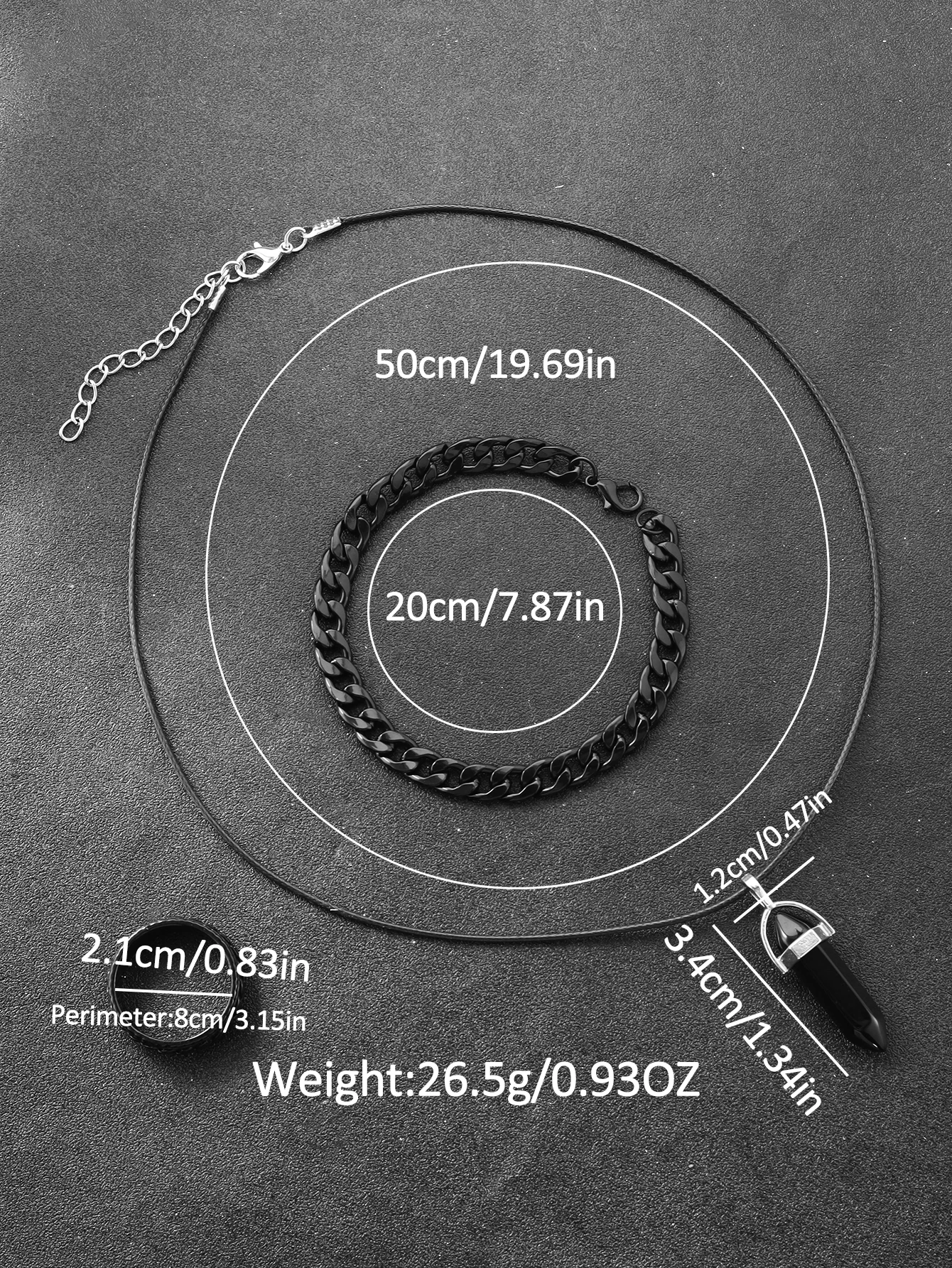 ساعة كوارتز رجالية مع قلادة وسوار وخاتم ومجموعة تقويم وظيفة احتفالية ومطابقة الزي، ولا تشمل الصندوق