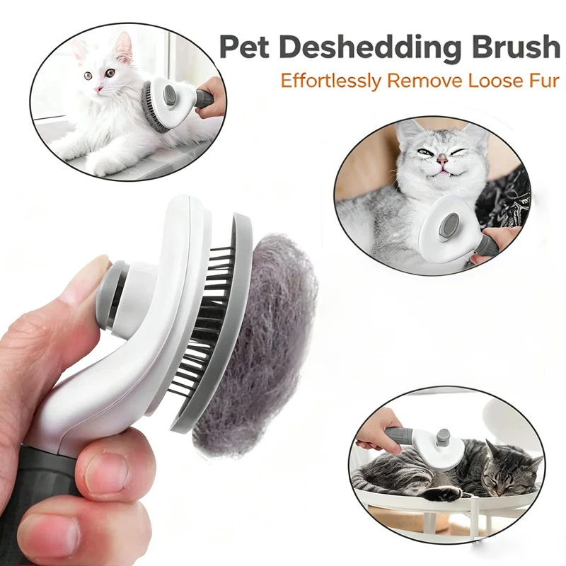 Self Cleaning Hair Remover & Dematting Brush, One-Click Grooming Comb for Cats Dogs, Pet Accessories