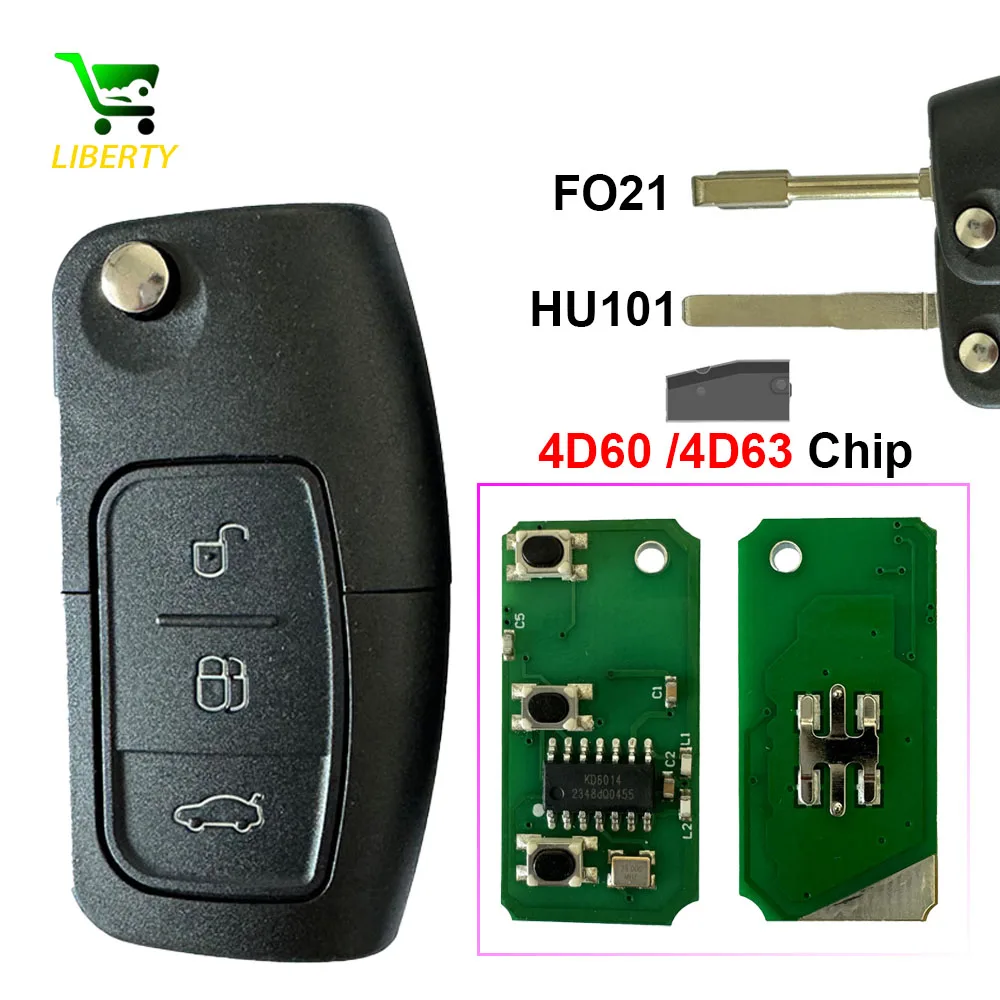 

Liberty 315/433MHz 4D63 4D60 Chip Car Remote Key for Ford Fusion Focus Mondeo Fiesta Galaxy HU101 FO21 Blade Vehicle Flip Keys