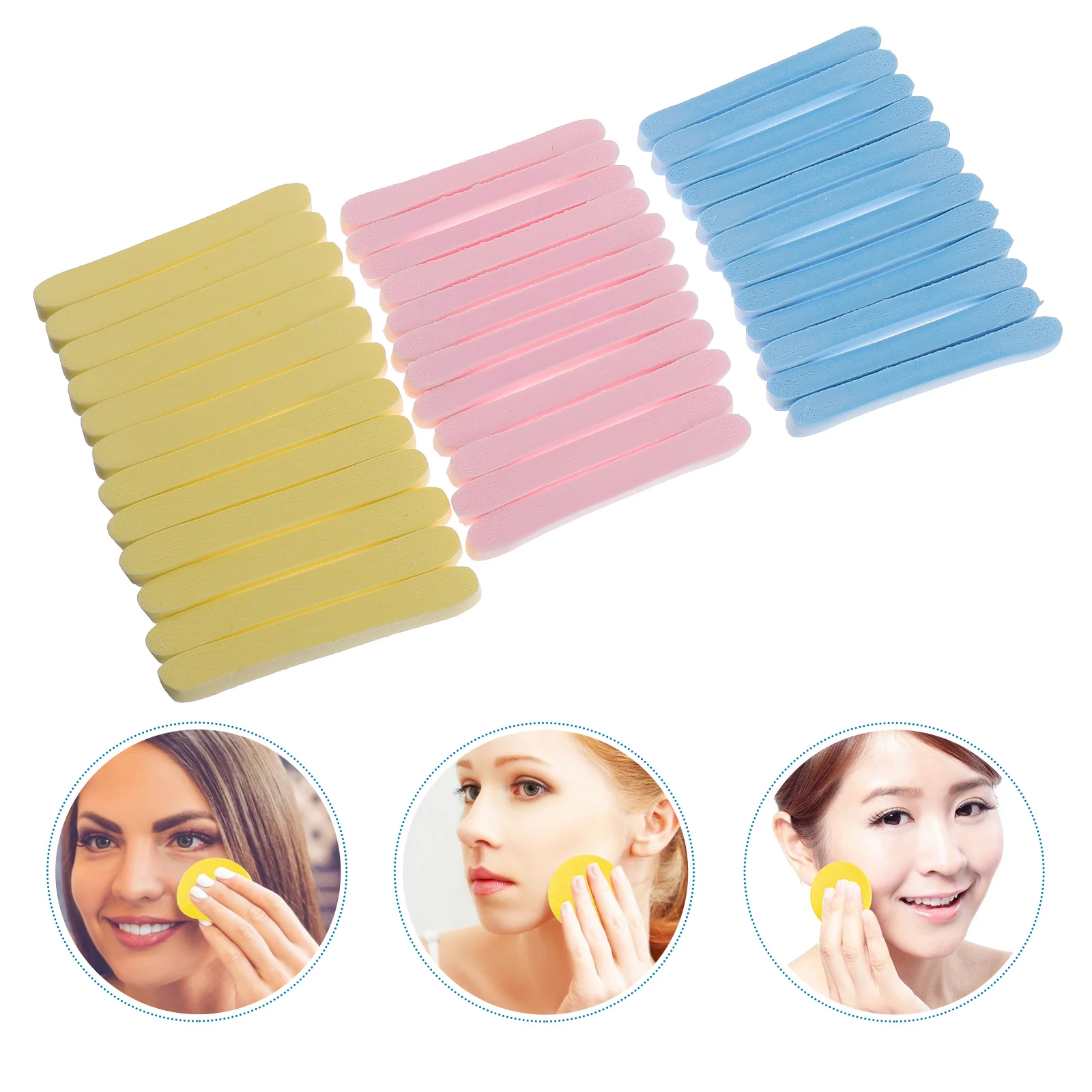 

108Pcs Compressed Exfoliating Facial Sponges Cleansing Pads Pink Yellow Blue Makeup Removal Wash Scrub Towel Gift
