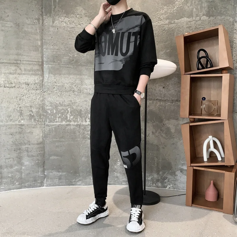 

2024 Spring and Autumn New Men's Sports and Leisure Set Top and Pants Two Piece Set Fashion Men's Set