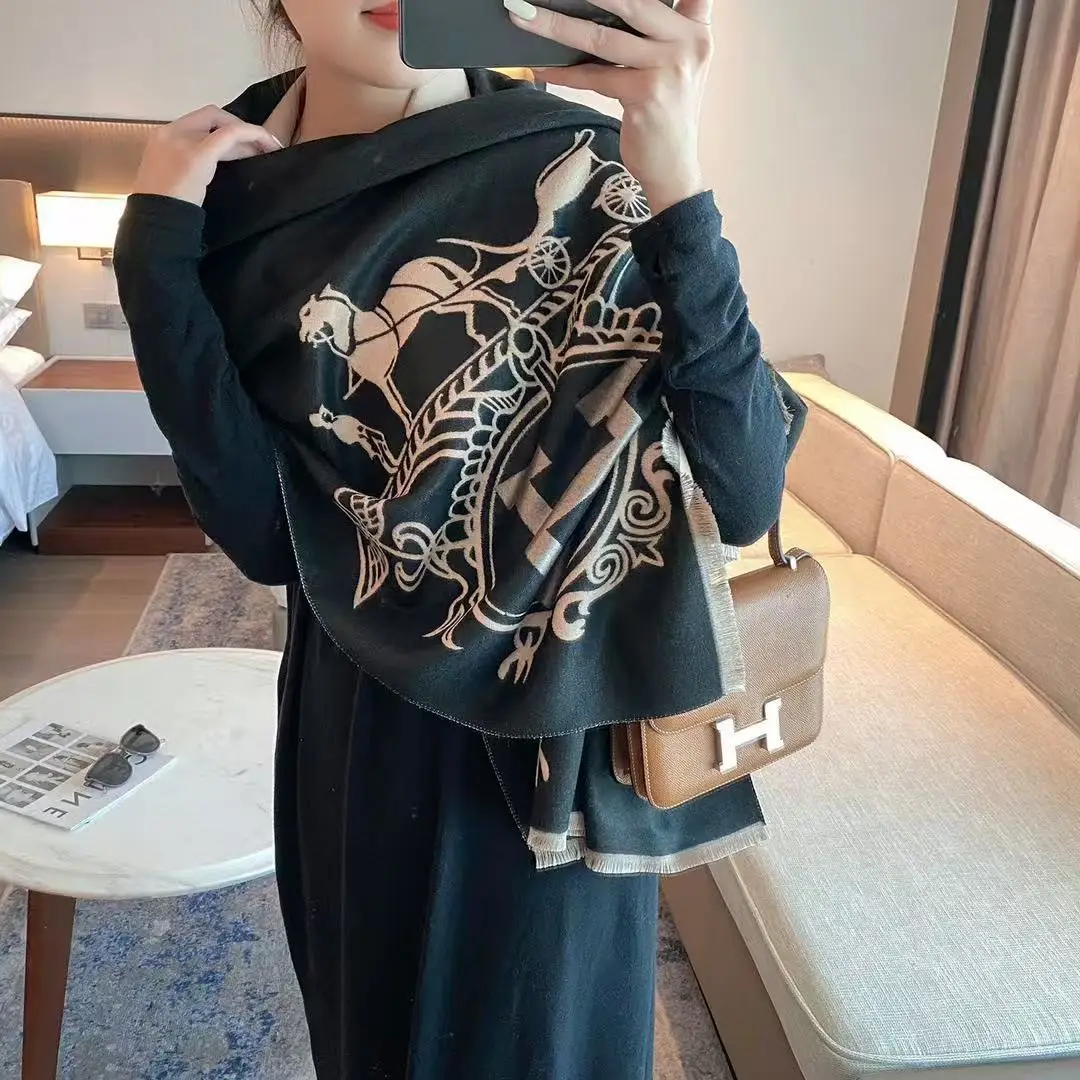 دافئ عصري على الوجهين وشاح طويل النقل التسمية المائلة الخريف الشتاء وشاح العصرية شال تنوعا أنيقة الرقبة أدفأ