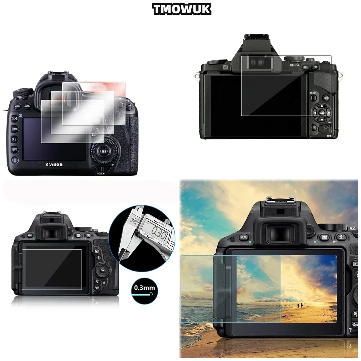 For Canon 5D3 5D4 5DR 5DS 1DX HD Clear Tempered Glass Film - 9H Hard, Bubble-Free, Edge-to-Edge Fit