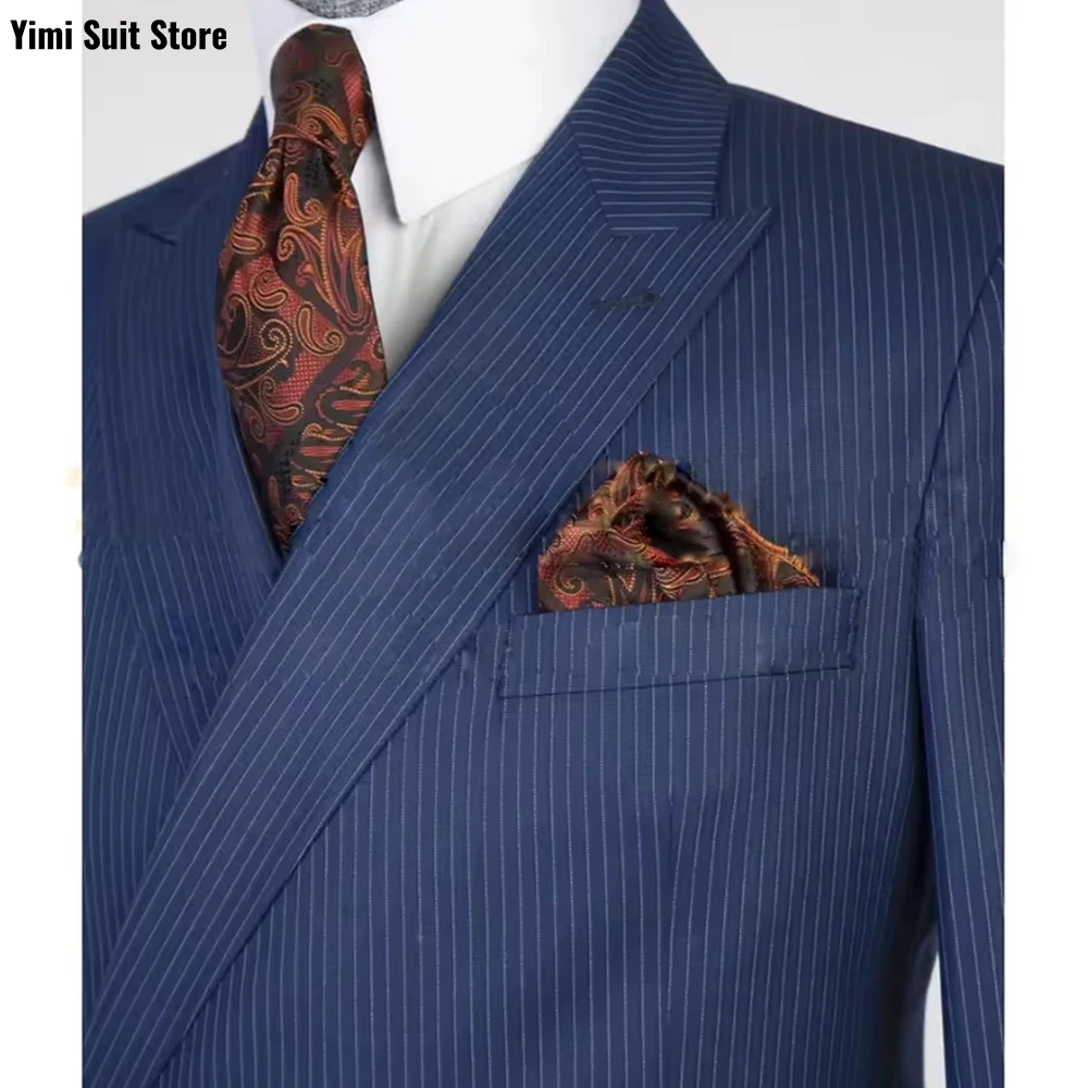 Costume 2 pièces à fines rayures pour hommes, Blazer à une boutonnage, luxe quotidien, fête formelle, Blazer de marié, Tuxedos de marié, veste + pantalon