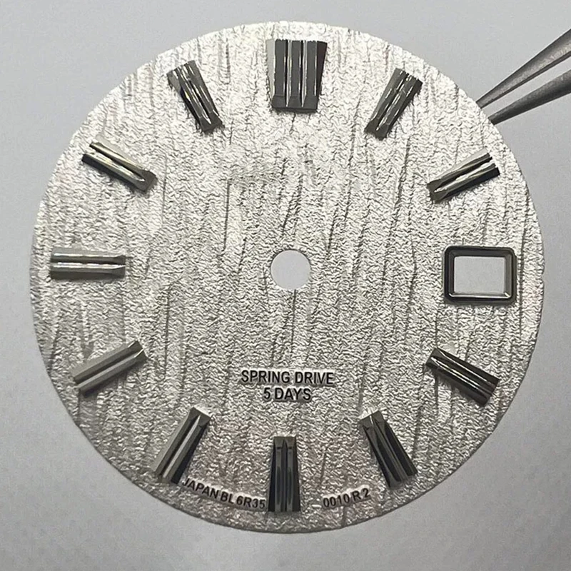 28.5Mm NH35 Dial GS Logo Dial Pola Gelombang Cocok untuk NH35/NH36 Gerakan Otomatis Garis Vertikal Aksesori Jam Tangan