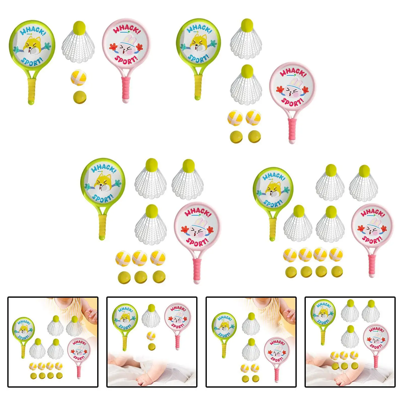 2 Pieces Kids Badminton Rackets Set with Ball and Shuttlecock for Outside