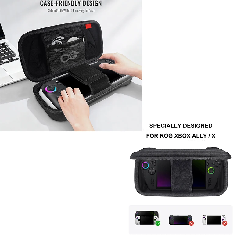 

2 in 1 Portable high-density 1680D Oxford Cloth+EVA Carrying Case Shockproof Game Console Storage Bags for ROG XBOX Ally/Ally X