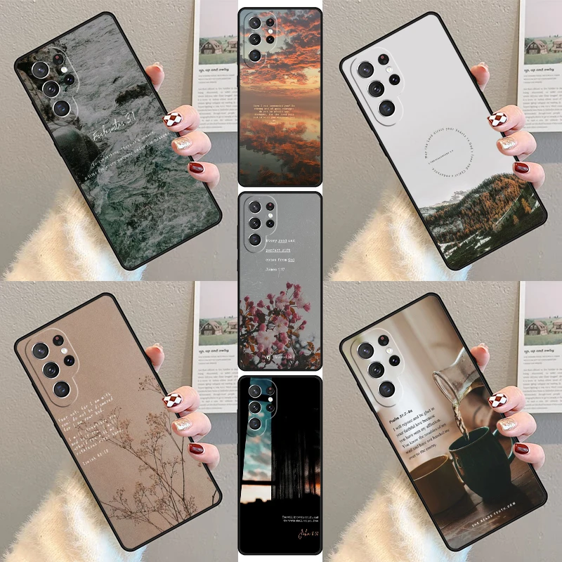 

Bible Verse Christian Quote Phone Case For Samsung Galaxy S23 S21 S20 FE S24 S25 S22 Ultra Note 10 20 Plus Silicone Cover