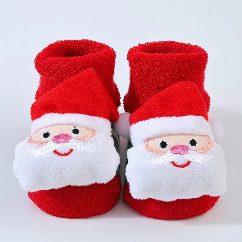 Christmas Kids Socks for Girls Boys Soft Non-slip Cotton Toddler Baby Christmas Socks for Newborns Infant Short Socks Clothing