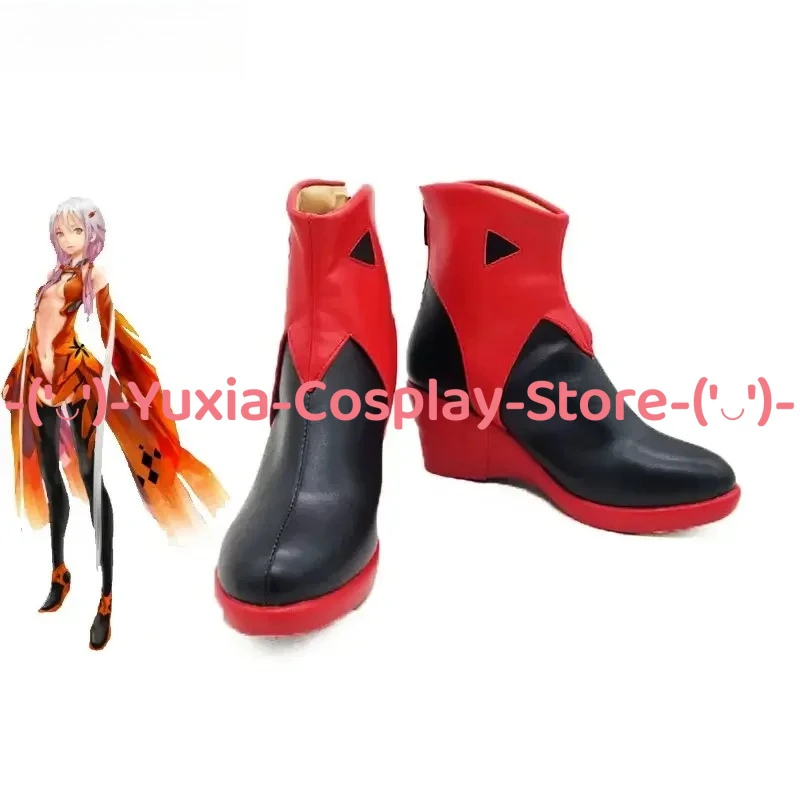 Yuxiacosplay! Buty do cosplayu Guilty Crown Inori Yuzuriha, rekwizyt postaci z anime, skórzane botki z PU, kostium na Halloween, karnawał, imprezę.