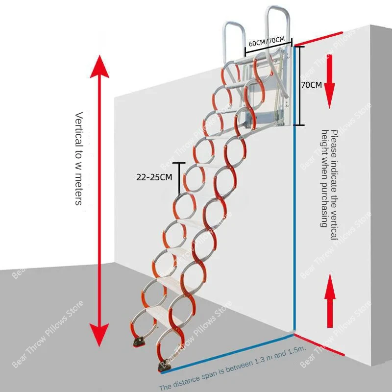 Wall-mounted Ladders Attic Retractable Stairs Lifting Indoor and Outdoor Invisible Folding Ladders Simple Stretching Stairs