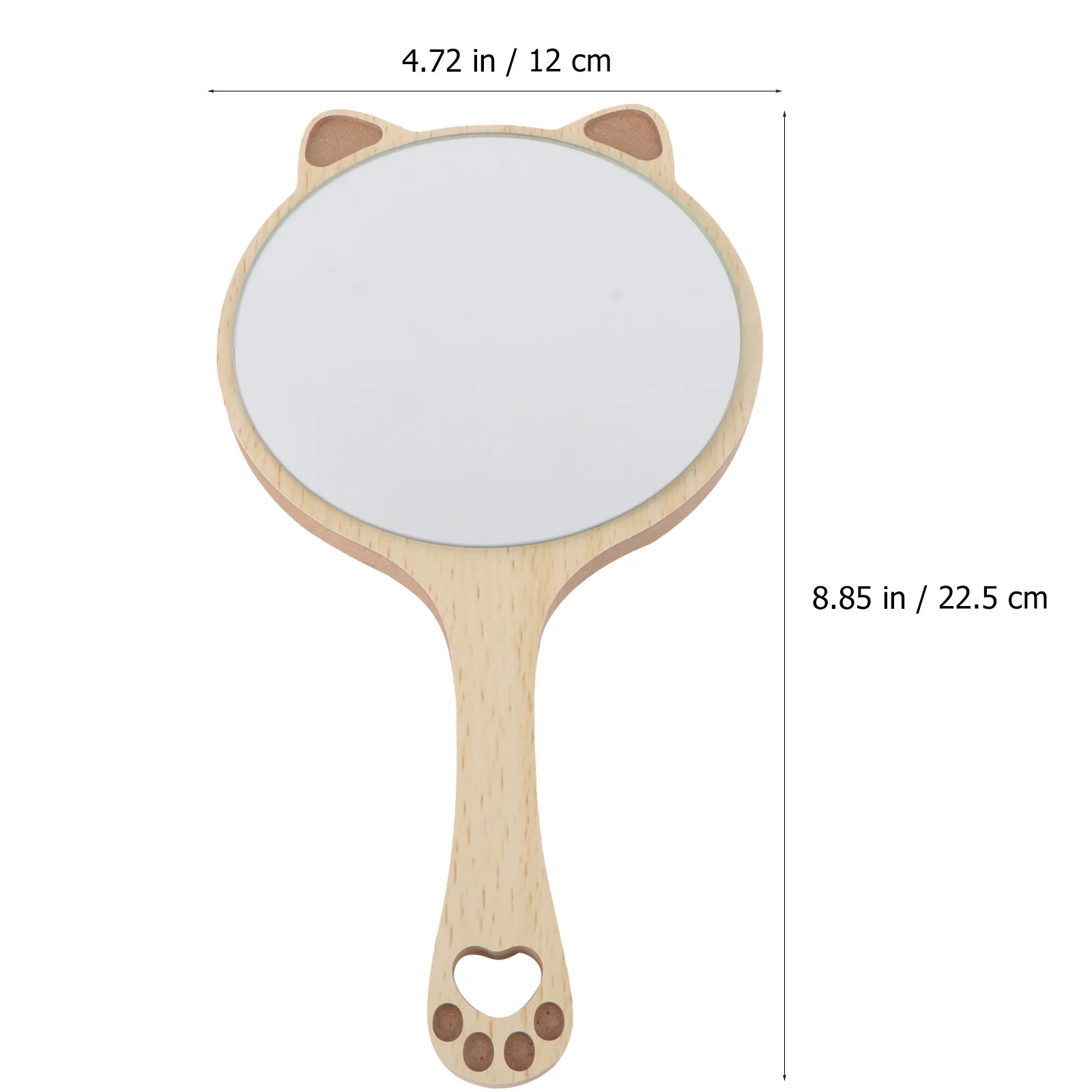 Schminkspiegel Hand Holz für kleine tragbare tragbare persönliche Spiegel Katzenohr Make-up Griff aus Holz