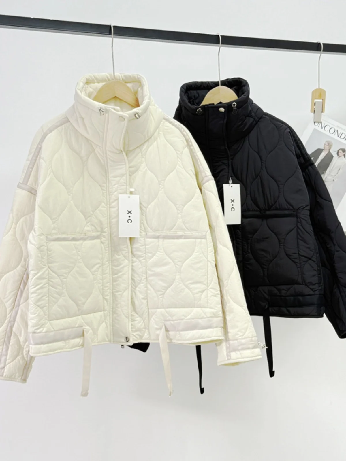 

Faionable Loose Cotton Jaet 529 Sle Z Series Wood Giant Stitched Patchwork Quilted ort Coat Long Sve Stand Collar
