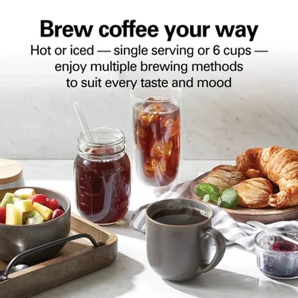 7in1 Stainless Coffee Maker Compact Drip Pour Over Machine 6 Cup Dishwasher Safe Adjustable Cup Stand 1050W Easy Cleanup