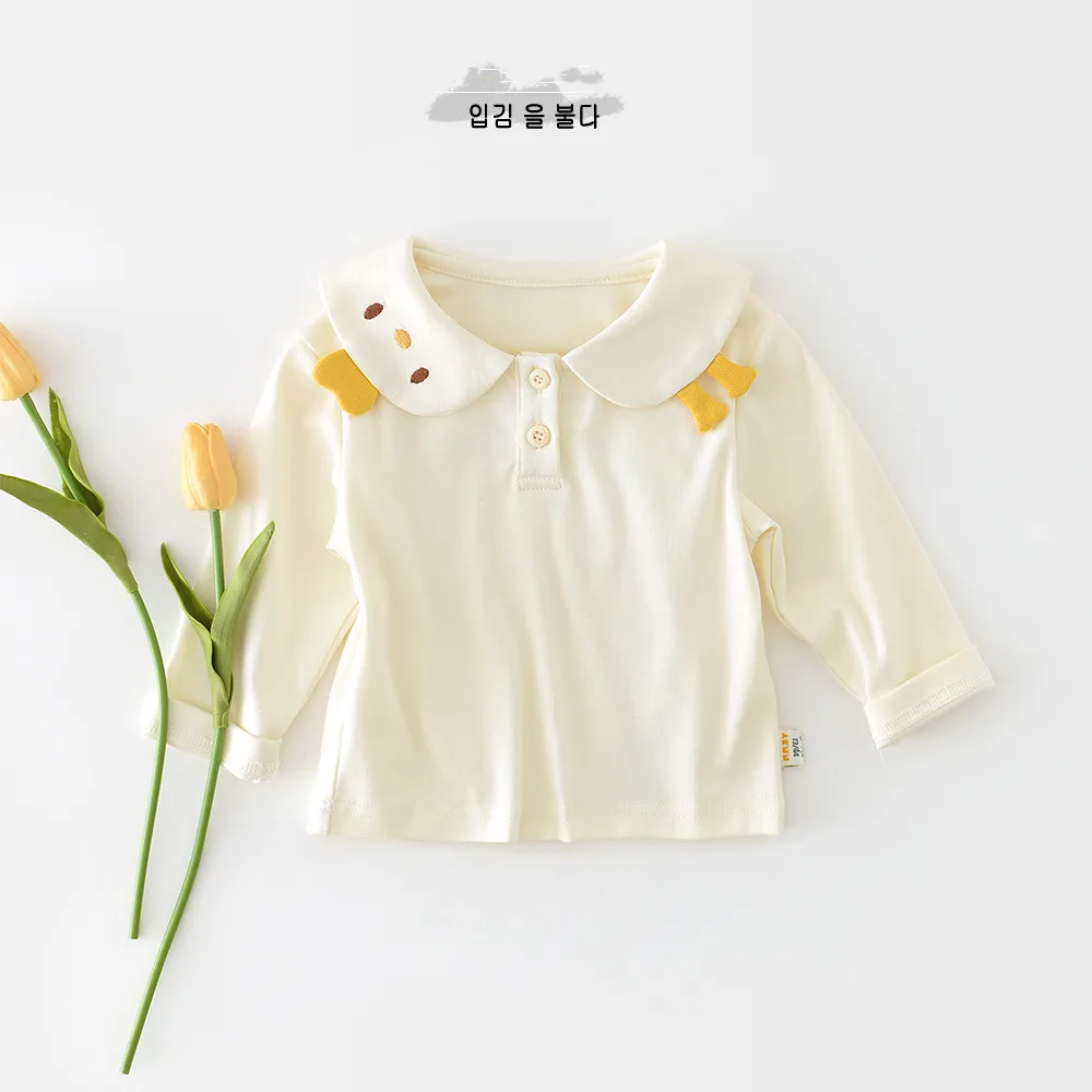 

0-4Y spring baby girl clothes toddler tops Cartoon chick-style turtleneck long sleeve T-shirt Cute girls' tops