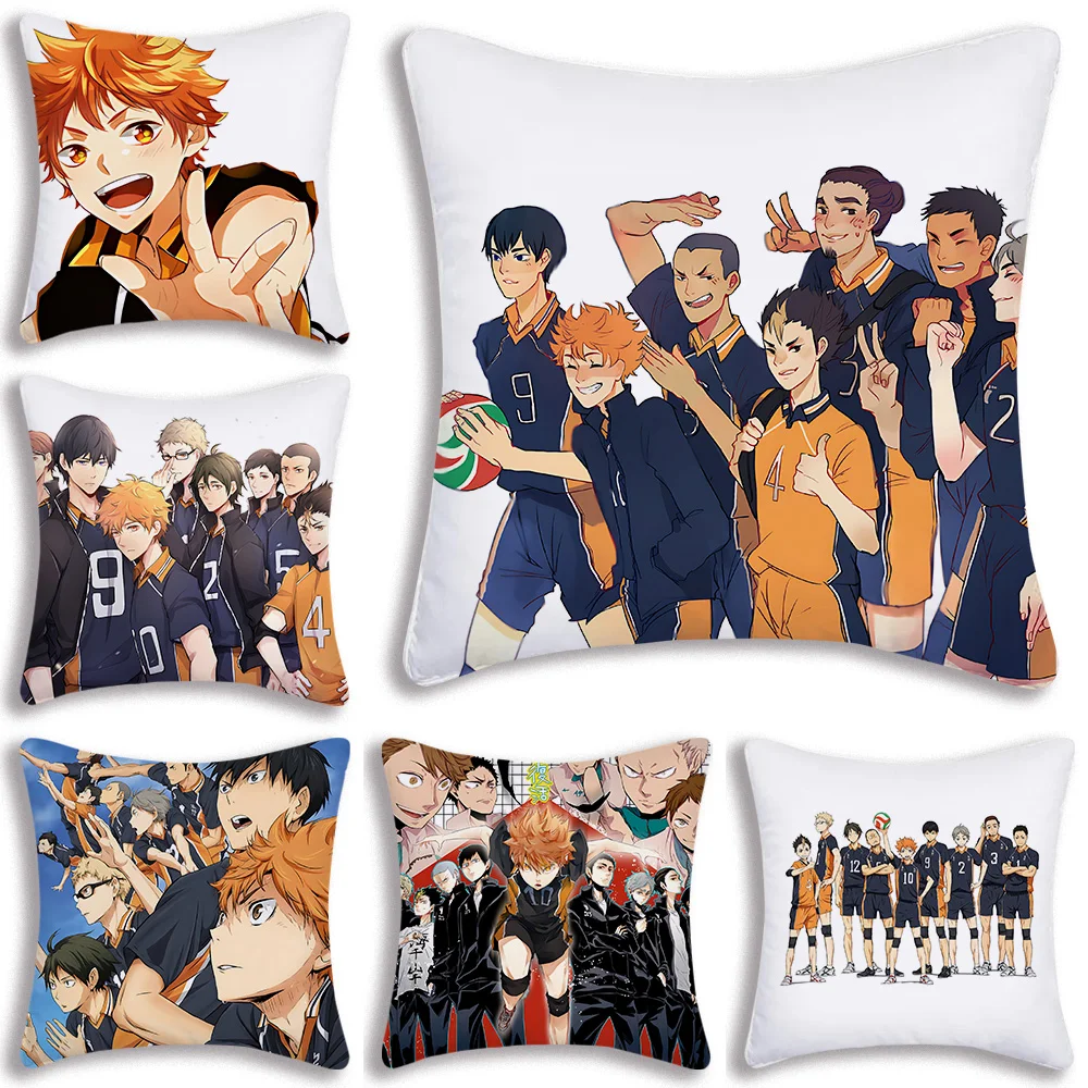 

H-Haikyuu Pillow Covers Cartoon Sofa Decorative Home Double-sided Printing Short Plush Cute Cushion Cover