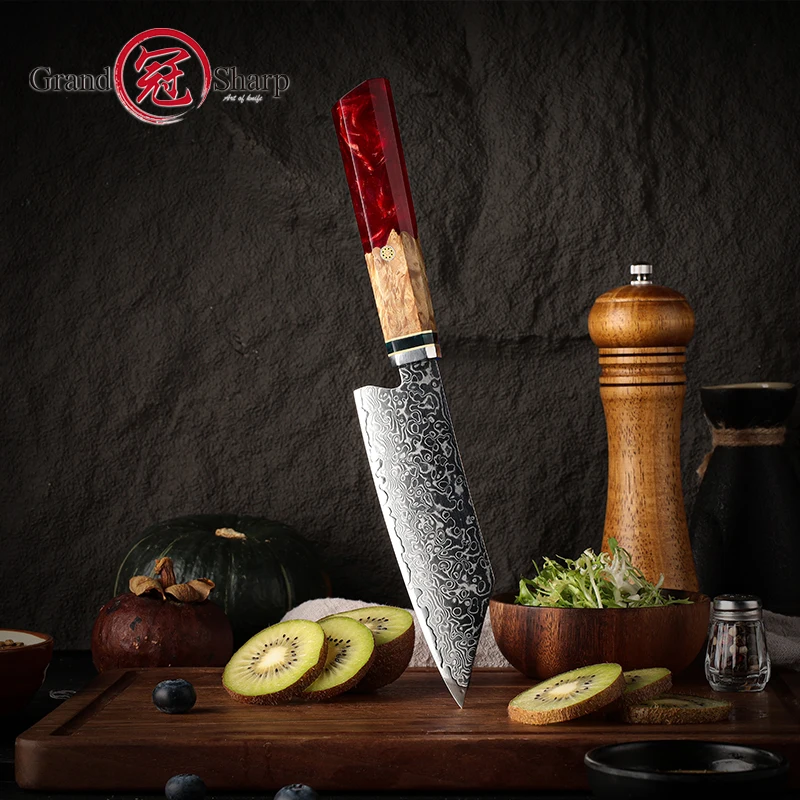 GRANDSHARP 5.5 Inch Professional Kiritsuke Knives Japanese Damascus Steel Chef Kitchen Knife Meat Sushi Vegetables Cutlery