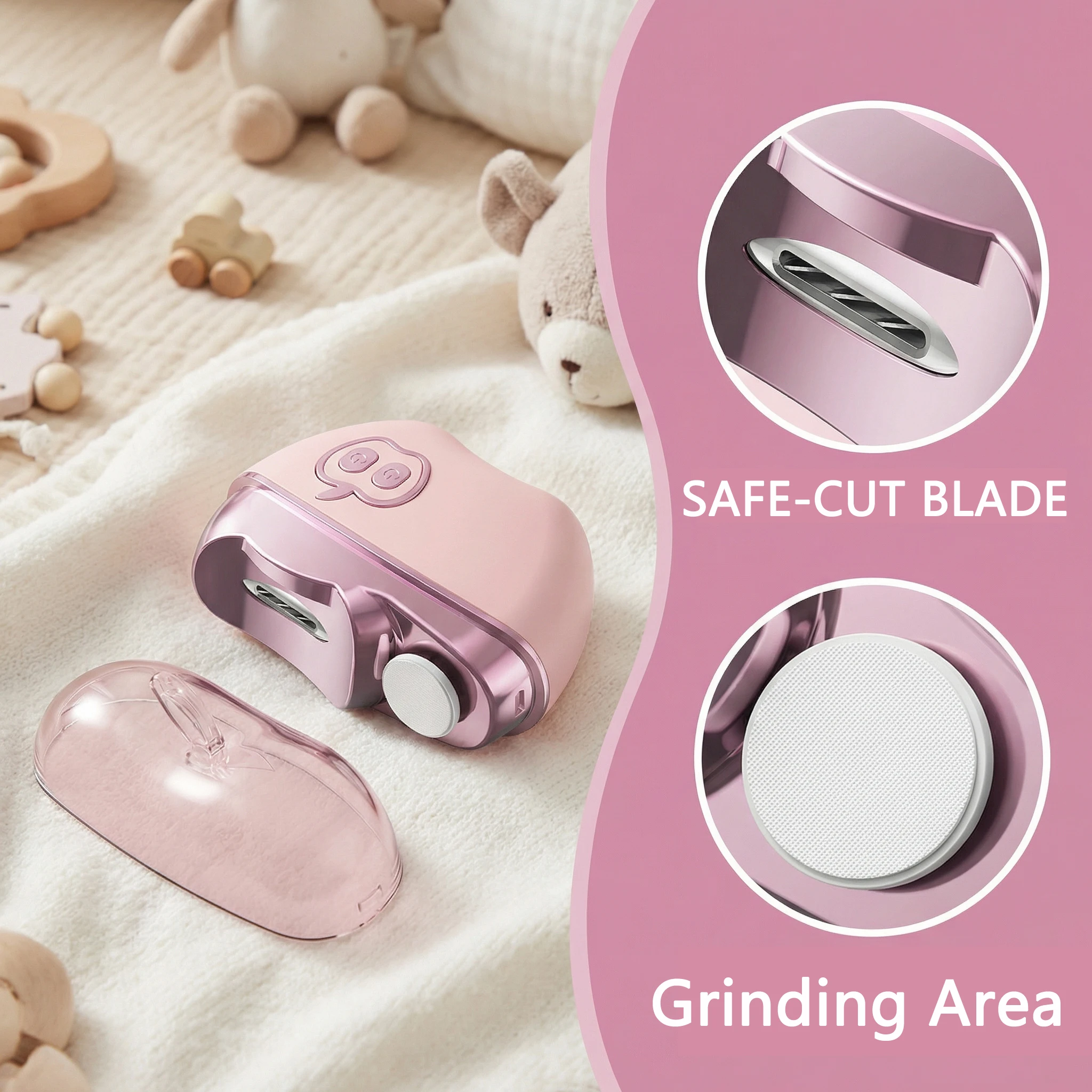 SoftAura Electric Nail Clipper 2 in 1 Auto Trimmer Polisher 2 Speed LED Light Rechargeable for Kids Adults Home Use