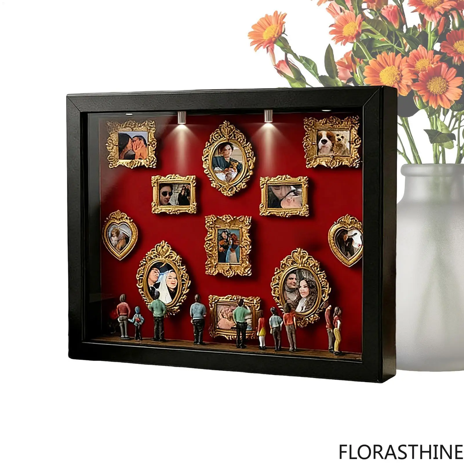 Mini Figurines Mini Museum Silhouette Boxes Gold Frames Preservation Memory Shadow Boxes Frame Photo Frame Travel Memories