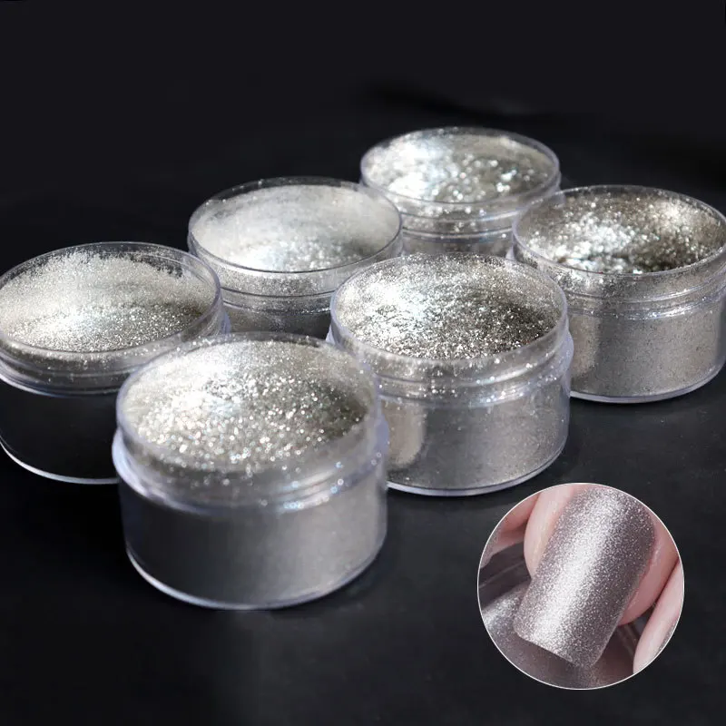 1jar (4 Maat) Sprankelende Zilveren Aluminium Nagel Glitter Magisch Spiegeleffect Pailletten Onregelmatige Vlokken Gellak Nagel Zilver Glitter $