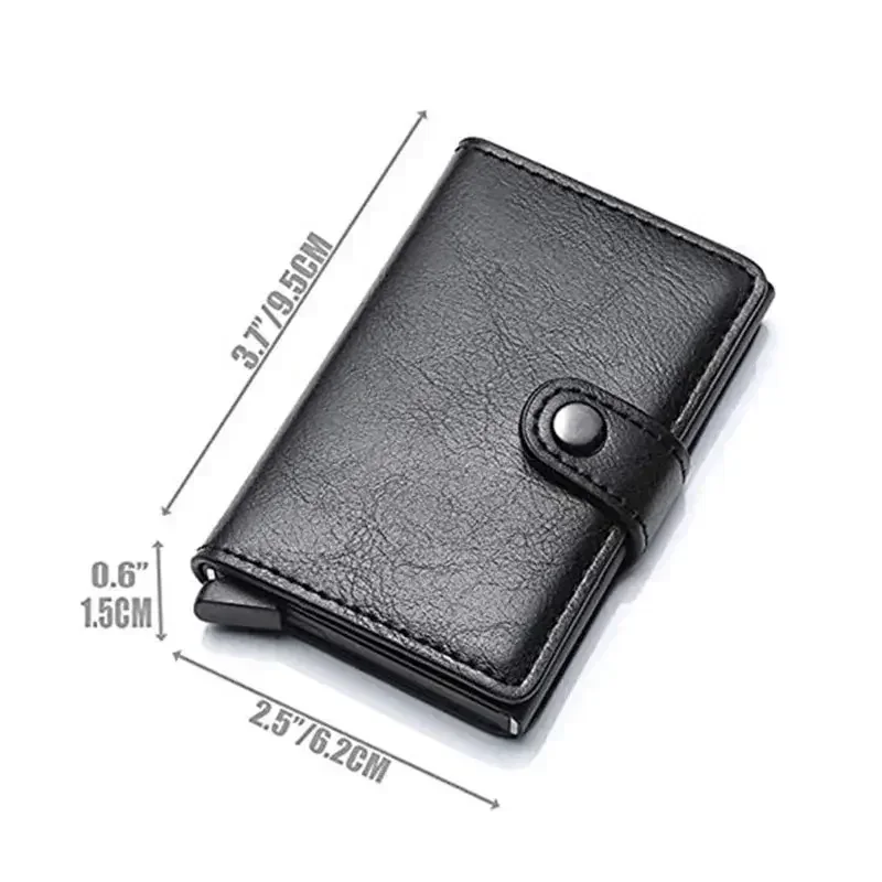 Men ID Credit Bank Card Holder with Hasp Wallet Anti Rfid Blocking Protected Magic PU Leather Slim Mini Small Money Wallets Case image 3