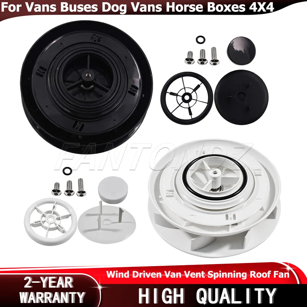 

For Vans Buses Rotary Roof Vent Wind Driven Van Vent Spinning Roof Fan Low Profile Rotary Dog Horse Air Rotating Roof Vent Black