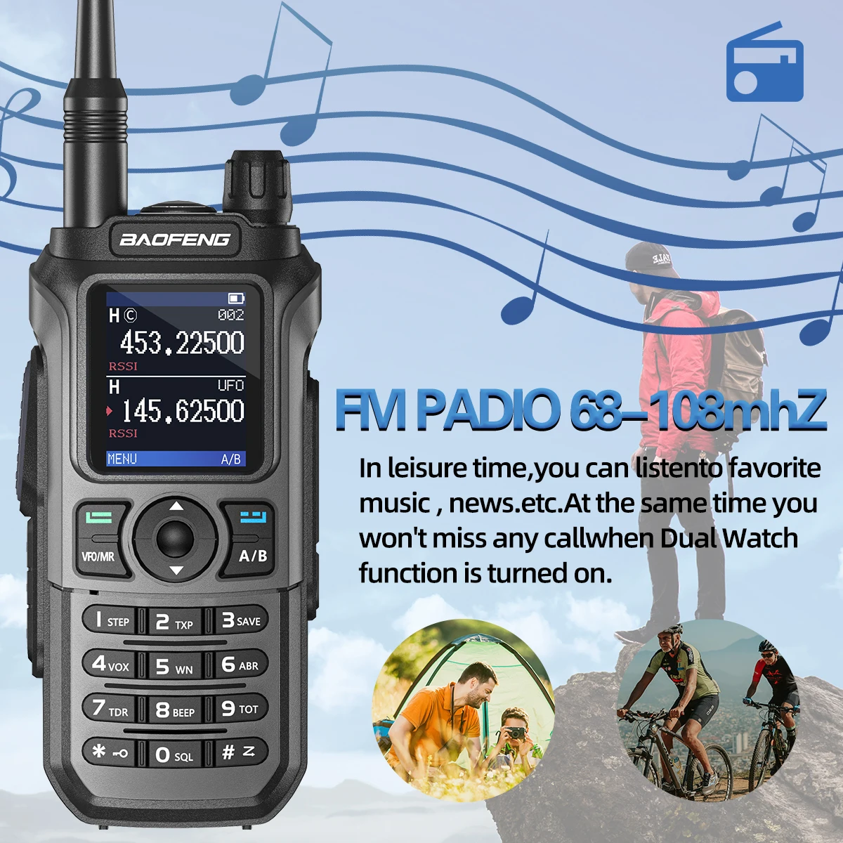 Baofeng UV-21 Pro V2 Walkie Talkie Multi-band Wireless Copy Frequency Waterproof Long Range Type-C Two Way Radio For Camping