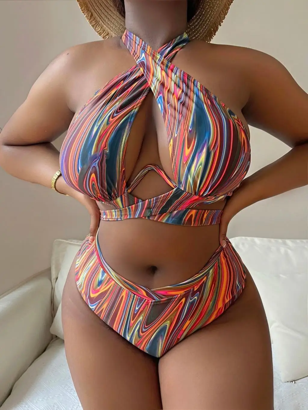 2023 Push Up Bikini Printed Swimsuit Women Plus Size Swimwear Female High Waist Bathers Bathing Swimming Swim Suit Beachwear