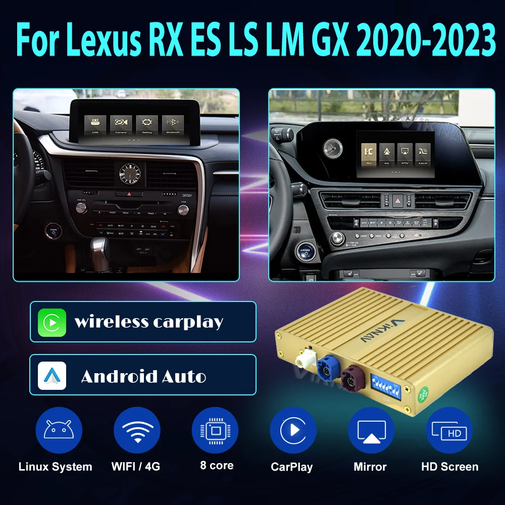 Auto Stereo Wireless Carplay Decoder Box For Lexus RX ES LS LM GX 2020-2023 Android Auto Multimedia Player Linux Interface