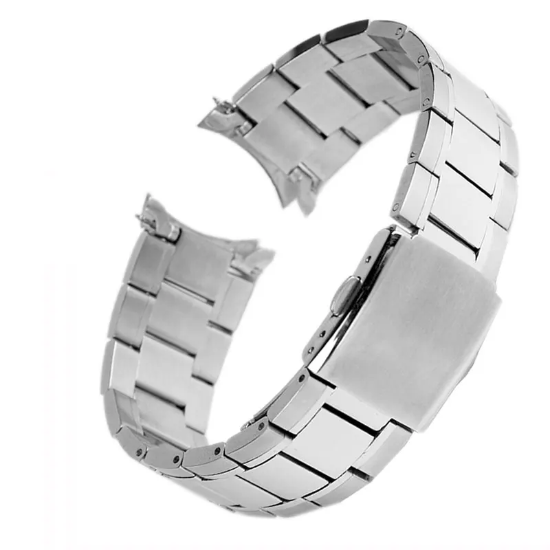 For Casio MDV106-1A Stainless Steel Curved End strap MTP-1374 MTP-1375 MDV-106 solid metal watchband chain 22mm Men\'s Wrist band