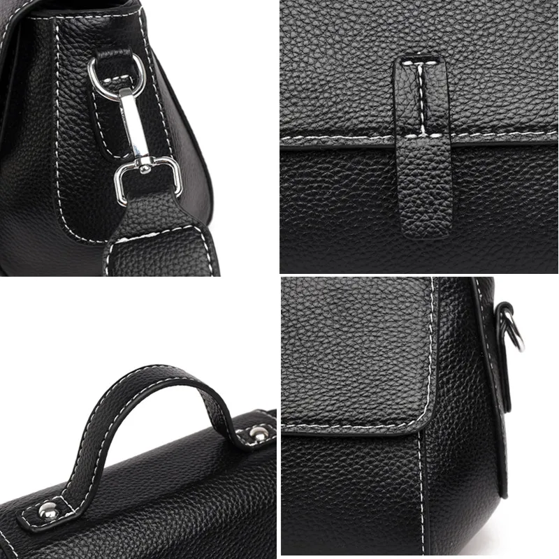 High Quality 100% Genuine Leather Handbag Purse Women Trend Luxury Designer Shoulder Crossbody Sac Ladies Branded Messenger Tote