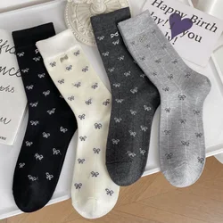 4 Pair Glamorous Socks Women Cute Bow Accessories Korean Style Elegant Girl Socks Fashion Long Autumn Winter Casual Cycling Sock