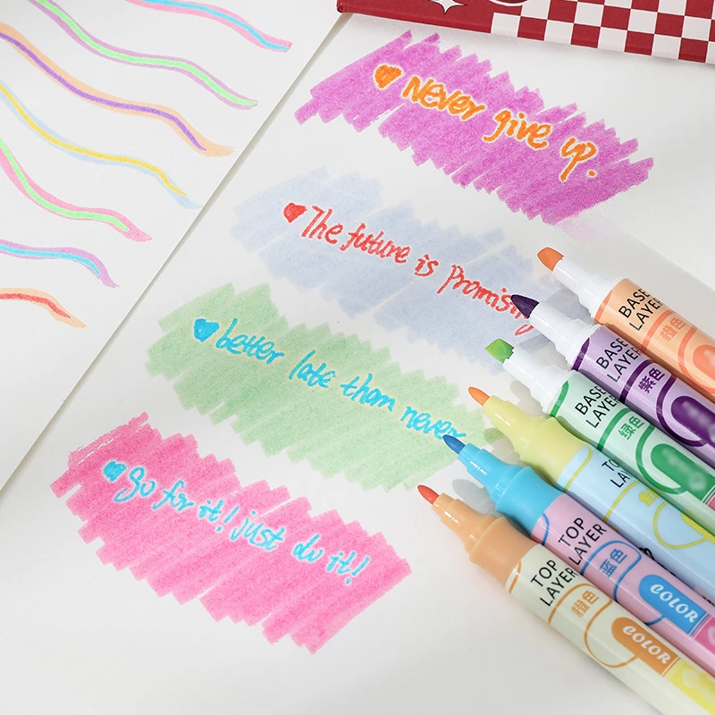 양면 변경 형광펜 세트, 학생 일기 스크랩북 그림 DIY 만들기, 학교 카와이