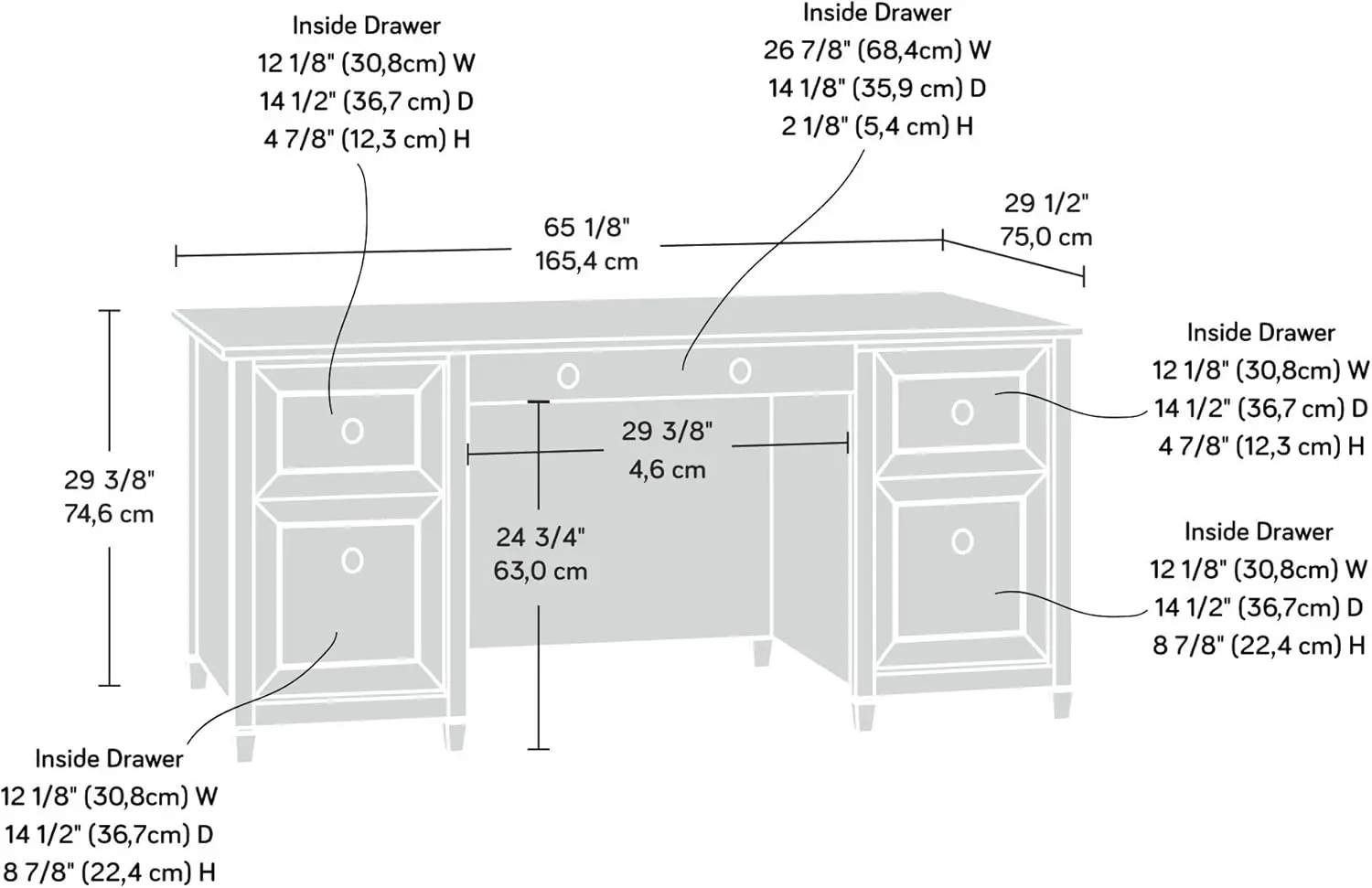 Edge Water Executive Desk, Estate Black finish