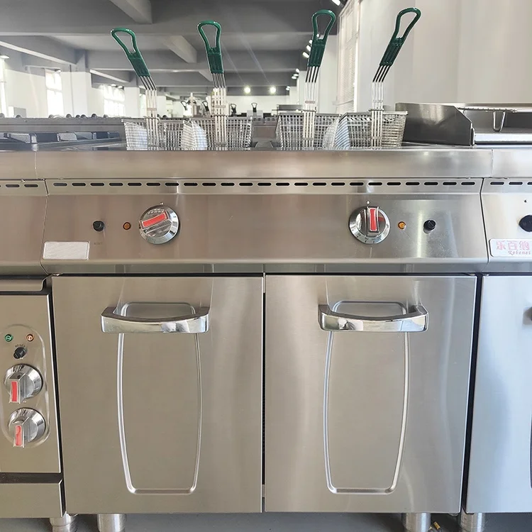 Professional Snack Machine Thermostat Control Industry Electric French Fries Deep Fat Fryer With Cabinet 24KW Commercial Fryer