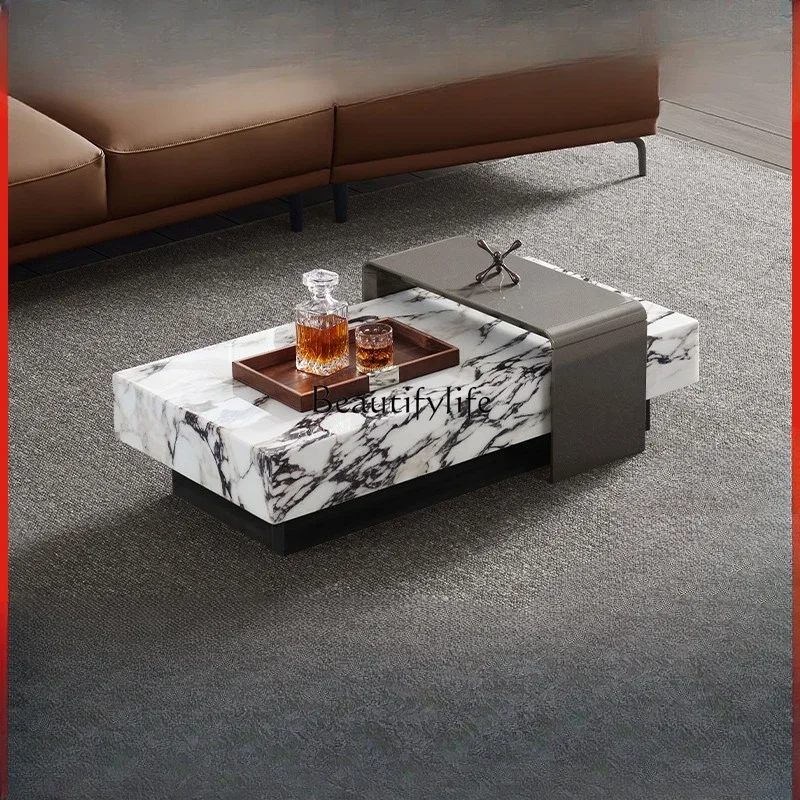 

LModern Italian light luxury natural marble coffee table living room coffee table