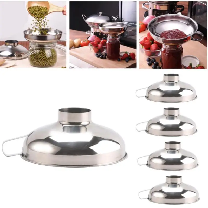 Kitchen Cooking Tools Stainless Steel Wide Mouth Canning Funnel Hopper Thick Salad Dressing Funnel Wide-Mouth Can For Oil Wine