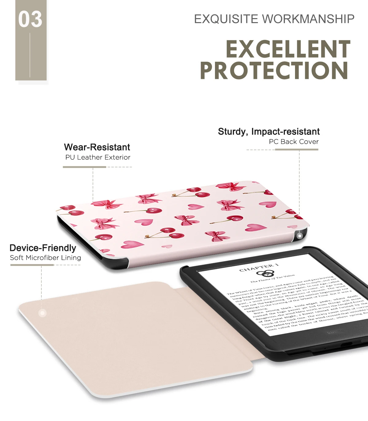 حافظة لجهاز Kindle الجديد الكلي مقاس 6 بوصات (الجيل الحادي عشر - إصدار 2024/2022) غطاء خفيف الوزن مع خاصية الاستيقاظ/النوم التلقائي لـ Kindle 2024/2022 #4