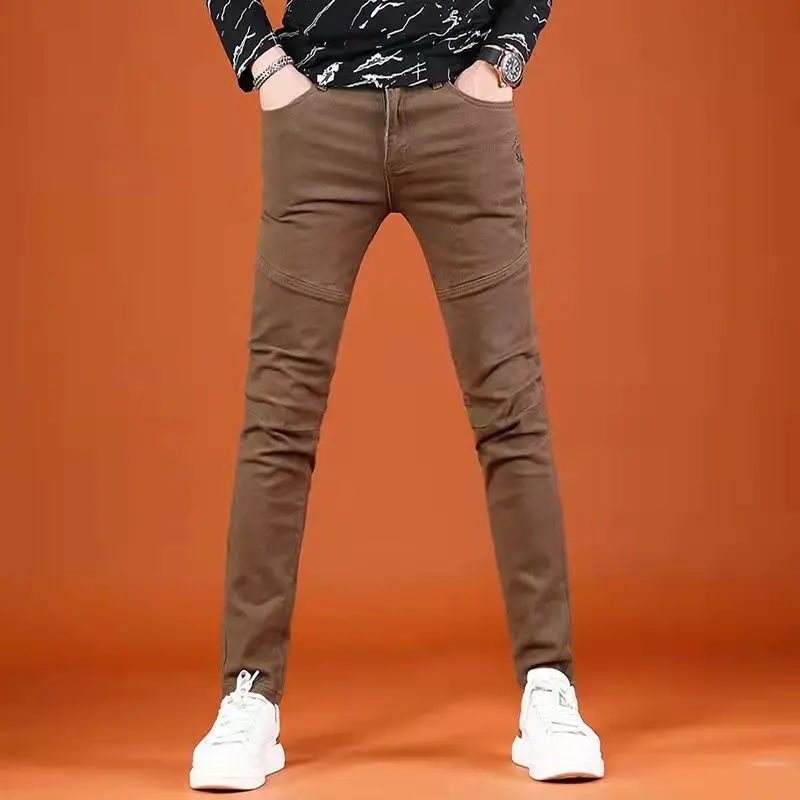 

Men 2022 New Fashion Korean Style Jean Pants High Street Slim Fit Button Personality Vintage Classical Denim Trousers Men Y54