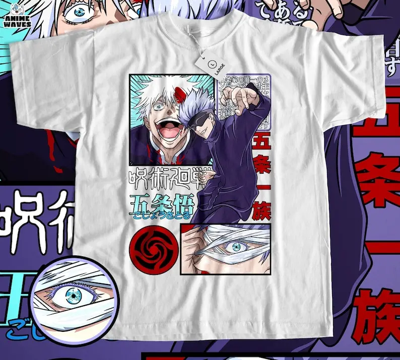 Cursed Sorcery Unisex T-Shirt – japanisches Anime-Design, 90er-Jahre-Manga-Einfluss, ikonischer Supernatural-Kampf, klassische japanische Kultur, L