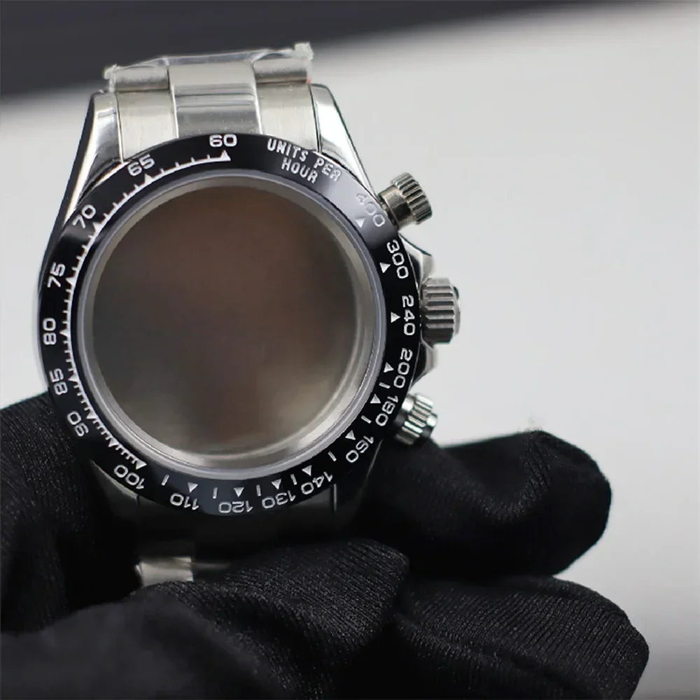 

41mm Multi-functional Chronograph Case Diving Waterproof Watch Case 316L Steel Case Strap Accessories for VK63 Movement