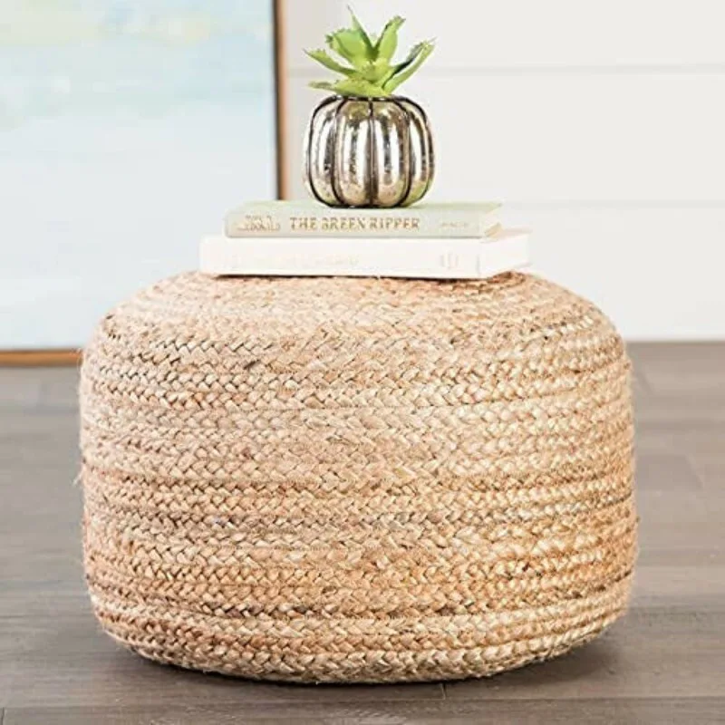 Pouf Jute Handmade Natural Braided 18